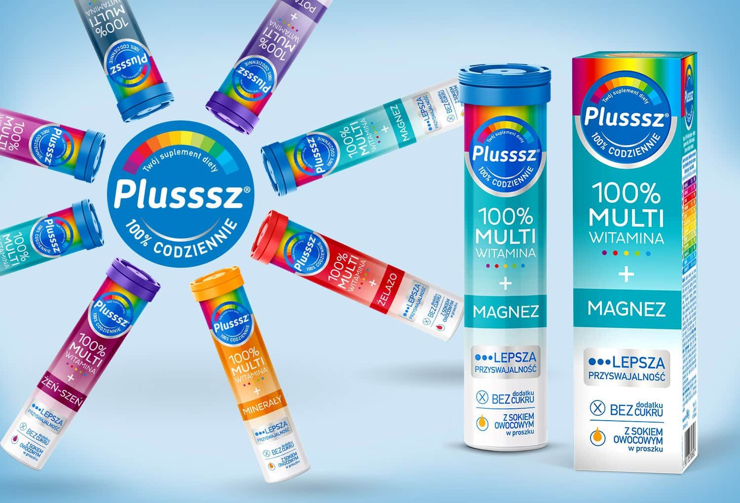 Tuby i opakowania suplementów diety Plusssz